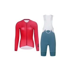 RIVANELLE Cyklistický dlhý dres a nohavice - VICTORIOUS ELITE - zelená/červená RIVANELLE Cyklistický dlhý dres a nohavice - VICTORIOUS ELITE - zelená/červená