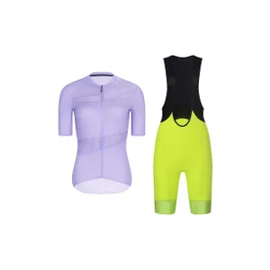 RIVANELLE Cyklistický krátky dres a krátke nohavice - GLAMOR - žltá/čierna/fialová RIVANELLE Cyklistický krátky dres a krátke nohavice - GLAMOR - žltá/čierna/fialová