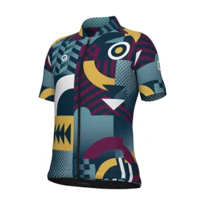 ALÉ Cyklistický dres s krátkym rukávom - KID GAMES - fialová/tyrkysová/žltá ALÉ Cyklistický dres s krátkym rukávom - KID GAMES - fialová/tyrkysová/žltá