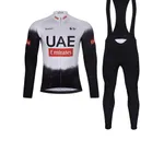 BONAVELO Cyklistický dlhý dres a nohavice - UAE 2025 WINTER - biela/čierna BONAVELO Cyklistický dlhý dres a nohavice - UAE 2025 WINTER - biela/čierna