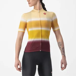 CASTELLI Cyklistický dres s krátkym rukávom - DOLCE LADY - žltá/bordová CASTELLI Cyklistický dres s krátkym rukávom - DOLCE LADY - žltá/bordová