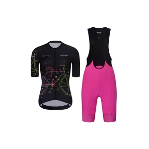 RIVANELLE Cyklistický krátky dres a krátke nohavice - MAAPPI DARK LADY - čierna/ružová RIVANELLE Cyklistický krátky dres a krátke nohavice - MAAPPI DARK LADY - čierna/ružová