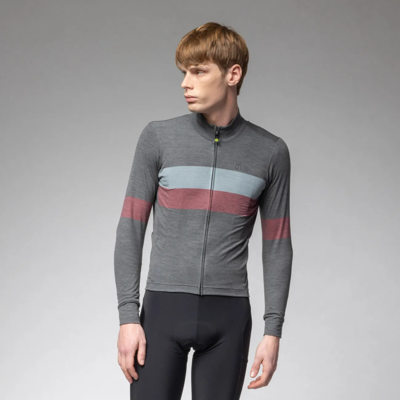 ALÉ Cyklistický dres s dlhým rukávom zimný - WOOL LINE - šedá ALÉ Cyklistický dres s dlhým rukávom zimný - WOOL LINE - šedá
