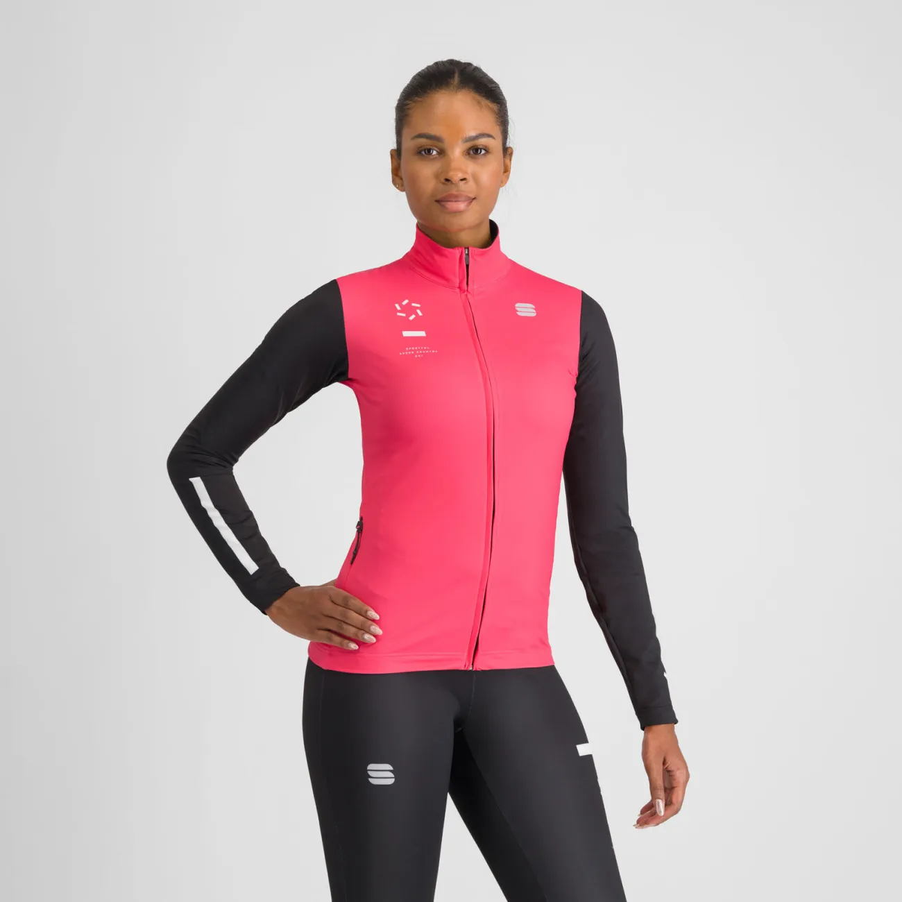 SPORTFUL Cyklistický dres s dlhým rukávom zimný - SQUADRA W - ružová/čierna SPORTFUL Cyklistický dres s dlhým rukávom zimný - SQUADRA W - ružová/čierna