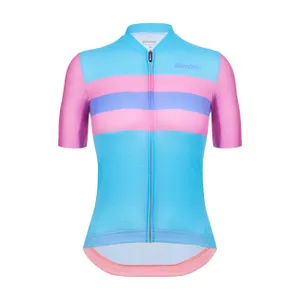 SANTINI Cyklistický dres s krátkym rukávom - ECO SLEEK NEW BENGAL - ružová/tyrkysová SANTINI Cyklistický dres s krátkym rukávom - ECO SLEEK NEW BENGAL - ružová/tyrkysová