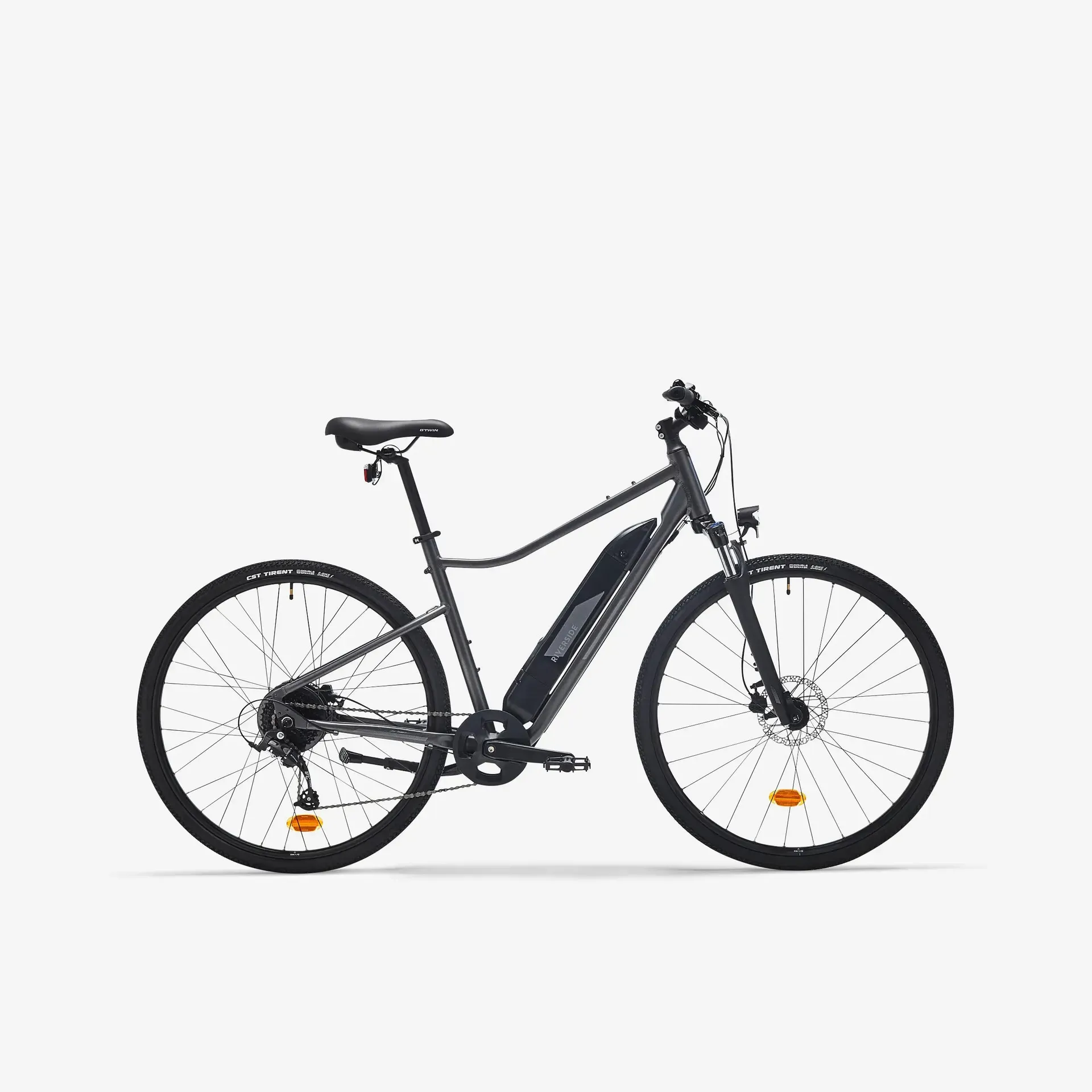 Trekingový bicykel - Trekingový elektrobicykel Riverside 520 E vysoký rám sivý Trekingový bicykel - Trekingový elektrobicykel Riverside 520 E vysoký rám sivý