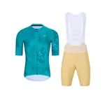 HOLOKOLO Cyklistický krátky dres a krátke nohavice - RUSTLE - béžová/tyrkysová HOLOKOLO Cyklistický krátky dres a krátke nohavice - RUSTLE - béžová/tyrkysová