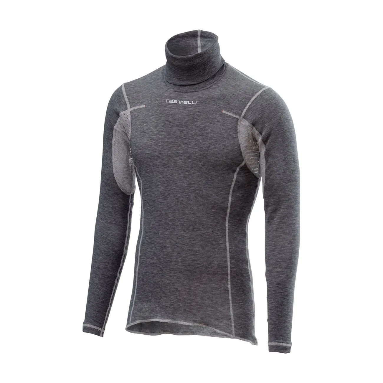 CASTELLI Cyklistické tričko s dlhým rukávom - FLANDERS WARM NECK - šedá CASTELLI Cyklistické tričko s dlhým rukávom - FLANDERS WARM NECK - šedá