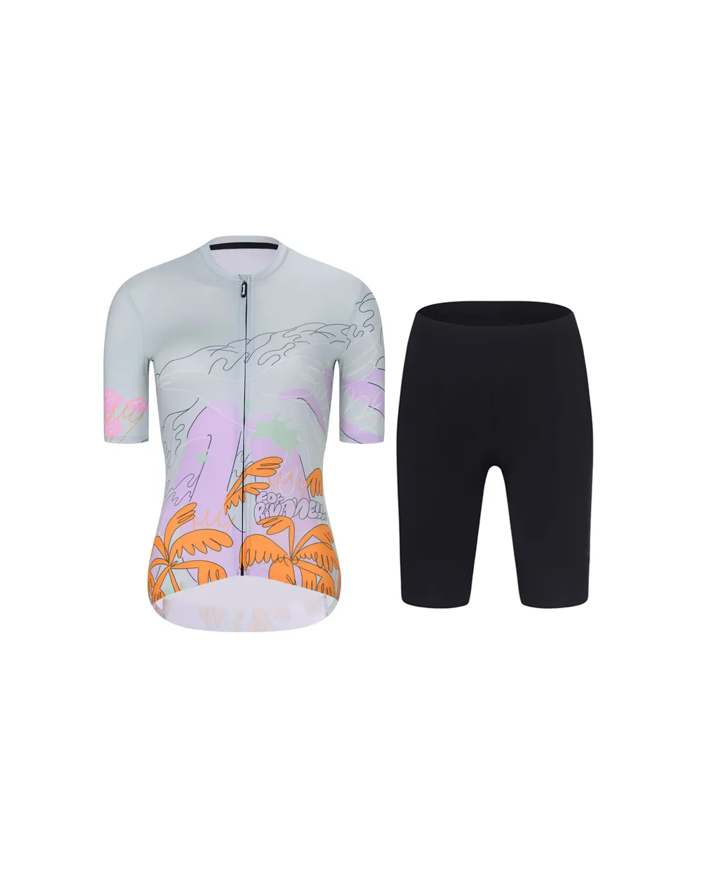 RIVANELLE Cyklistický krátky dres a krátke nohavice - SPIRIT - šedá/čierna/viacfarebná RIVANELLE Cyklistický krátky dres a krátke nohavice - SPIRIT - šedá/čierna/viacfarebná