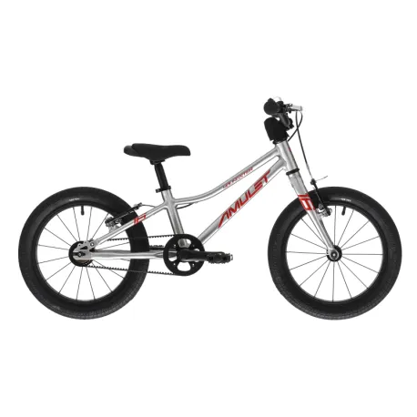 Detský horský bicykel AMULET 16 Youngster belt, alu brushed transparent red Detský horský bicykel AMULET 16 Youngster belt, alu brushed transparent red