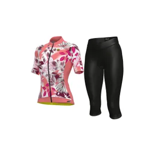 ALÉ Cyklistický krátky dres a krátke nohavice - PR-S GARDEN LADY - ružová/čierna ALÉ Cyklistický krátky dres a krátke nohavice - PR-S GARDEN LADY - ružová/čierna