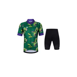 HOLOKOLO Cyklistický krátky dres a krátke nohavice - DINOSAURUS - zelená/čierna HOLOKOLO Cyklistický krátky dres a krátke nohavice - DINOSAURUS - zelená/čierna