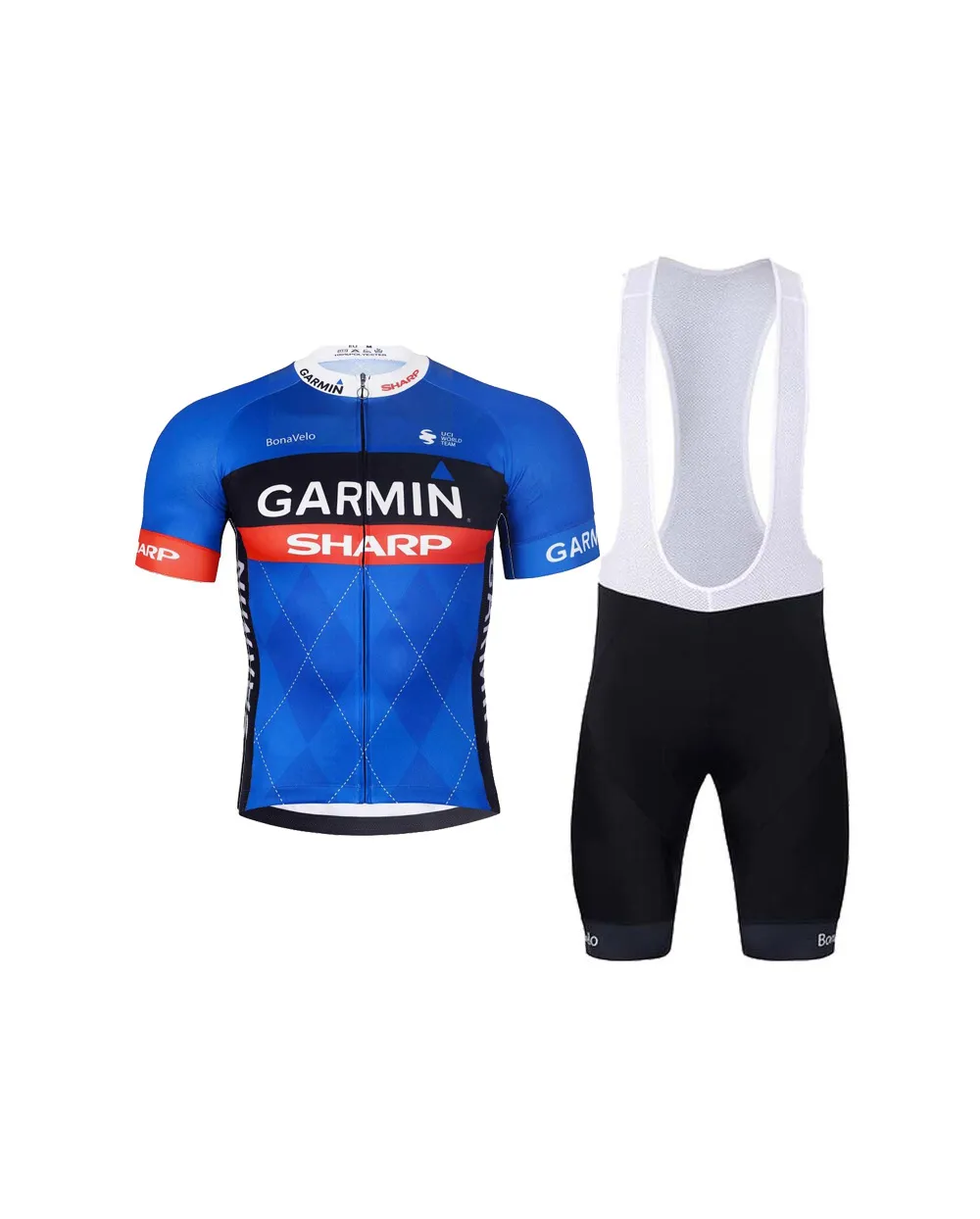 BONAVELO Cyklistický krátky dres a krátke nohavice - GARMIN SHARP - modrá/čierna BONAVELO Cyklistický krátky dres a krátke nohavice - GARMIN SHARP - modrá/čierna