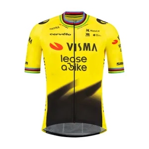 RAPIDGEAR Cyklistický dres s krátkym rukávom - REPLICA VISMA 2026 WORLD CHAMPION - žltá/čierna RAPIDGEAR Cyklistický dres s krátkym rukávom - REPLICA VISMA 2026 WORLD CHAMPION - žltá/čierna