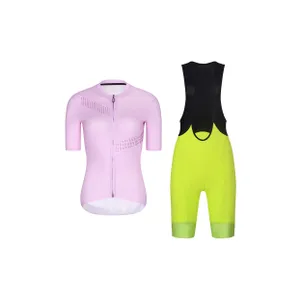 RIVANELLE Cyklistický krátky dres a krátke nohavice - CRYSTELLE - žltá/čierna/ružová RIVANELLE Cyklistický krátky dres a krátke nohavice - CRYSTELLE - žltá/čierna/ružová