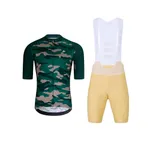 HOLOKOLO Cyklistický krátky dres a krátke nohavice - CAMOTRAIL - béžová/zelená HOLOKOLO Cyklistický krátky dres a krátke nohavice - CAMOTRAIL - béžová/zelená