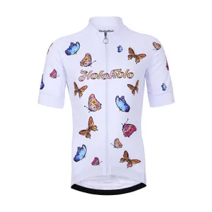 HOLOKOLO Cyklistický dres s krátkym rukávom - BUTTERFLIES KIDS - biela/viacfarebná HOLOKOLO Cyklistický dres s krátkym rukávom - BUTTERFLIES KIDS - biela/viacfarebná