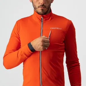 CASTELLI Cyklistická zateplená bunda - GO - oranžová/červená CASTELLI Cyklistická zateplená bunda - GO - oranžová/červená