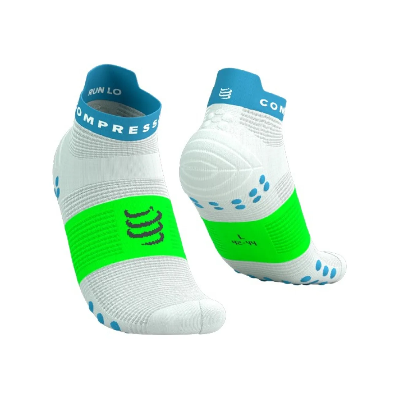 COMPRESSPORT Cyklistické ponožky členkové - PRO RACING SOCKS V4.0 RUN - biela/zelená COMPRESSPORT Cyklistické ponožky členkové - PRO RACING SOCKS V4.0 RUN - biela/zelená