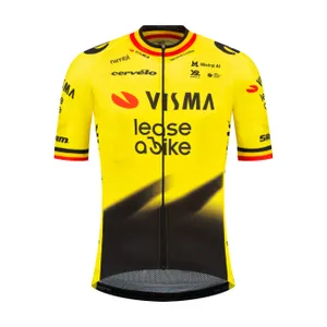RAPIDGEAR Cyklistický dres s krátkym rukávom - REPLICA VISMA 2026 BELGIAN CHAMPION - žltá/čierna RAPIDGEAR Cyklistický dres s krátkym rukávom - REPLICA VISMA 2026 BELGIAN CHAMPION - žltá/čierna