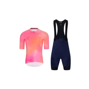 HOLOKOLO Cyklistický krátky dres a krátke nohavice - COSMA - modrá/čierna/oranžová/ružová HOLOKOLO Cyklistický krátky dres a krátke nohavice - COSMA - modrá/čierna/oranžová/ružová