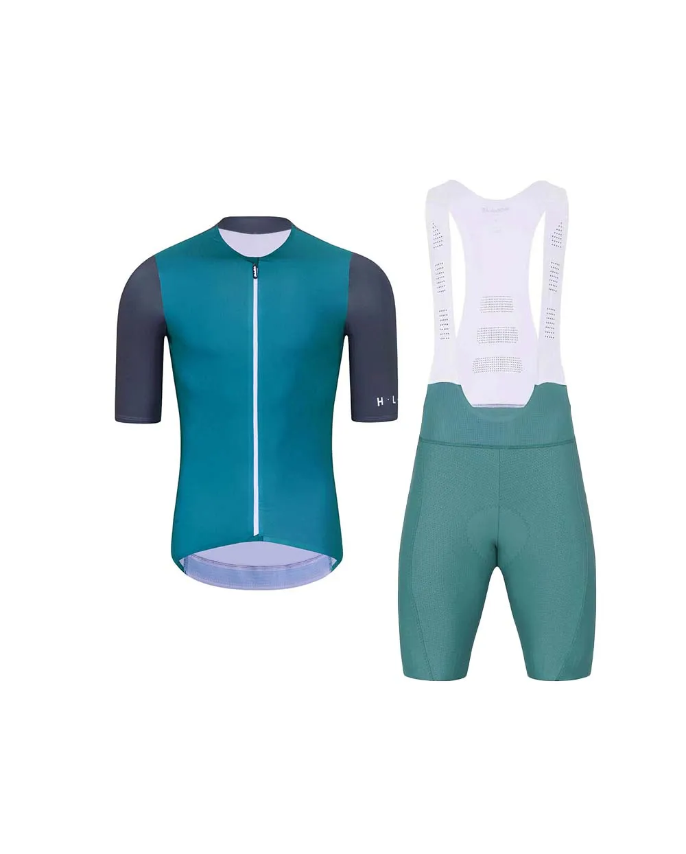 HOLOKOLO Cyklistický krátky dres a krátke nohavice - PERFORMANCE - fialová/zelená HOLOKOLO Cyklistický krátky dres a krátke nohavice - PERFORMANCE - fialová/zelená