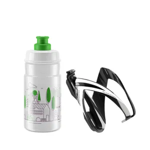 Fľaša na bicykel ELITE KIT CEO black glossy + bottle JET 350 ml clear green logo Fľaša na bicykel ELITE KIT CEO black glossy + bottle JET 350 ml clear green logo