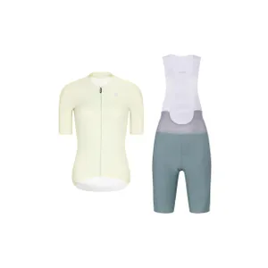 RIVANELLE Cyklistický krátky dres a krátke nohavice - ELEVATE - zelená/ivory RIVANELLE Cyklistický krátky dres a krátke nohavice - ELEVATE - zelená/ivory