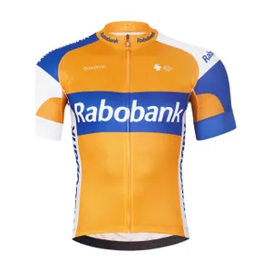 BONAVELO Cyklistický dres s krátkym rukávom - RABOBANK - oranžová/modrá BONAVELO Cyklistický dres s krátkym rukávom - RABOBANK - oranžová/modrá