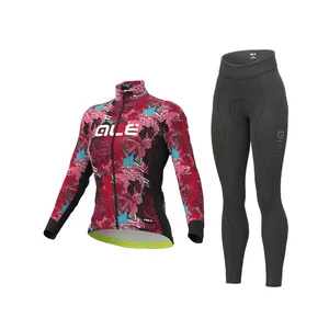 ALÉ Cyklistický zimný dres a nohavice - AMAZZONIA LADY WNT - bordová/ružová/čierna ALÉ Cyklistický zimný dres a nohavice - AMAZZONIA LADY WNT - bordová/ružová/čierna