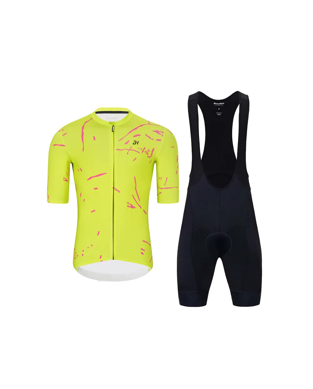 HOLOKOLO Cyklistický krátky dres a krátke nohavice - PASSION - žltá/ružová HOLOKOLO Cyklistický krátky dres a krátke nohavice - PASSION - žltá/ružová
