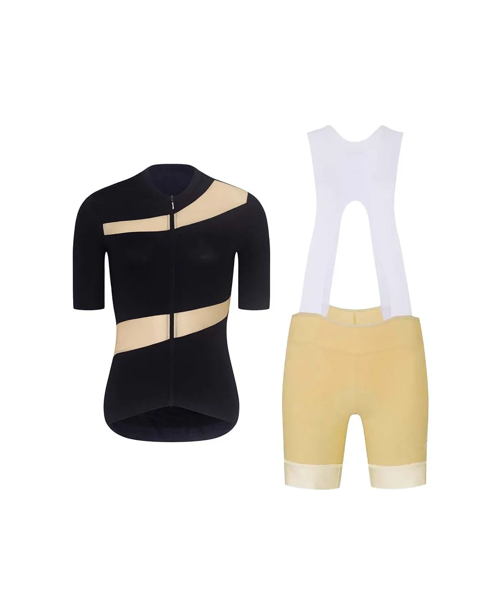 RIVANELLE Cyklistický krátky dres a krátke nohavice - GLAMOR - béžová/čierna RIVANELLE Cyklistický krátky dres a krátke nohavice - GLAMOR - béžová/čierna