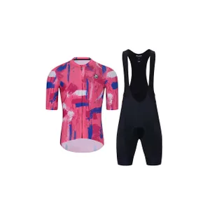 HOLOKOLO Cyklistický krátky dres a krátke nohavice - STROKES - modrá/čierna/ružová HOLOKOLO Cyklistický krátky dres a krátke nohavice - STROKES - modrá/čierna/ružová