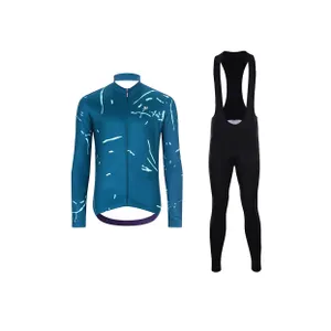 HOLOKOLO Cyklistický dlhý dres a nohavice - PASSION WINTER - čierna/modrá HOLOKOLO Cyklistický dlhý dres a nohavice - PASSION WINTER - čierna/modrá