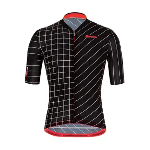 SANTINI Cyklistický dres s krátkym rukávom - SLEEK DINAMO - čierna/červená SANTINI Cyklistický dres s krátkym rukávom - SLEEK DINAMO - čierna/červená