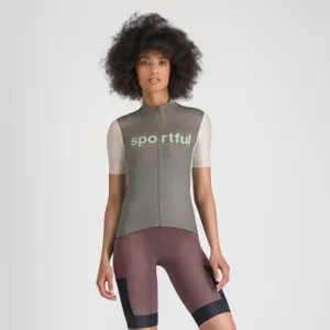 SPORTFUL Cyklistický dres s krátkym rukávom - SUPERGIARA LOGO W - šedá/ružová SPORTFUL Cyklistický dres s krátkym rukávom - SUPERGIARA LOGO W - šedá/ružová