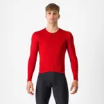 CASTELLI Cyklistický dres s dlhým rukávom zimný - FLY LS - červená CASTELLI Cyklistický dres s dlhým rukávom zimný - FLY LS - červená