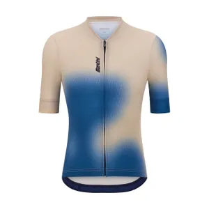 SANTINI Cyklistický dres s krátkym rukávom - SPOT - béžová/modrá SANTINI Cyklistický dres s krátkym rukávom - SPOT - béžová/modrá