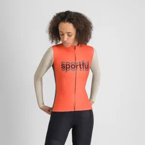 SPORTFUL Cyklistický dres s dlhým rukávom zimný - SUPERGIARA LOGO THERMAL W - oranžová/šedá SPORTFUL Cyklistický dres s dlhým rukávom zimný - SUPERGIARA LOGO THERMAL W - oranžová/šedá