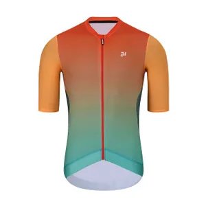 HOLOKOLO Cyklistický dres s krátkym rukávom - INFINITY - oranžová/zelená/červená HOLOKOLO Cyklistický dres s krátkym rukávom - INFINITY - oranžová/zelená/červená