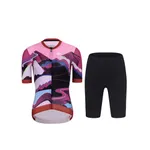 RIVANELLE Cyklistický krátky dres a krátke nohavice - SUNSET ELITE LADY - ružová/viacfarebná/čierna RIVANELLE Cyklistický krátky dres a krátke nohavice - SUNSET ELITE LADY - ružová/viacfarebná/čierna