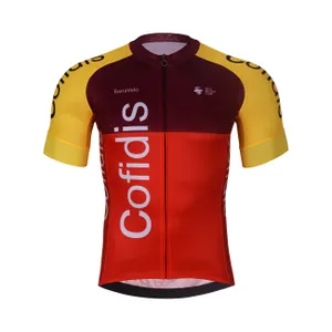BONAVELO Cyklistický dres s krátkym rukávom - COFIDIS 2026 - červená/žltá BONAVELO Cyklistický dres s krátkym rukávom - COFIDIS 2026 - červená/žltá