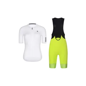 RIVANELLE Cyklistický krátky dres a krátke nohavice - VICTORIOUS LADY - biela/žltá/čierna RIVANELLE Cyklistický krátky dres a krátke nohavice - VICTORIOUS LADY - biela/žltá/čierna