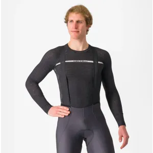 CASTELLI Cyklistické tričko s dlhým rukávom - MERINO - šedá CASTELLI Cyklistické tričko s dlhým rukávom - MERINO - šedá