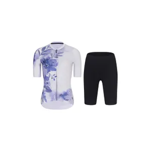 RIVANELLE Cyklistický krátky dres a krátke nohavice - FLOWERY LADY - čierna/modrá RIVANELLE Cyklistický krátky dres a krátke nohavice - FLOWERY LADY - čierna/modrá