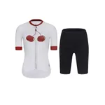 RIVANELLE Cyklistický krátky dres a krátke nohavice - FRUIT LADY - biela/čierna/červená RIVANELLE Cyklistický krátky dres a krátke nohavice - FRUIT LADY - biela/čierna/červená