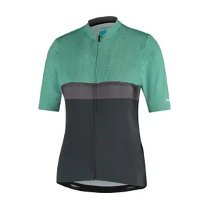 SHIMANO Cyklistický dres s krátkym rukávom - SUMIRE - zelená/šedá SHIMANO Cyklistický dres s krátkym rukávom - SUMIRE - zelená/šedá