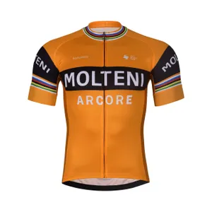 BONAVELO Cyklistický dres s krátkym rukávom - MOLTENI ARCORE - oranžová BONAVELO Cyklistický dres s krátkym rukávom - MOLTENI ARCORE - oranžová