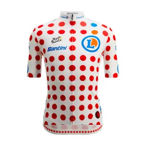 SANTINI Cyklistický dres s krátkym rukávom - TOUR DE FRANCE - POLKA DOT JERSEY - viacfarebná SANTINI Cyklistický dres s krátkym rukávom - TOUR DE FRANCE - POLKA DOT JERSEY - viacfarebná