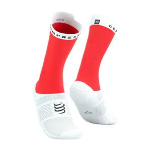 COMPRESSPORT Cyklistické ponožky klasické - PRO RACING SOCKS V4.0 BIKE - červená/biela COMPRESSPORT Cyklistické ponožky klasické - PRO RACING SOCKS V4.0 BIKE - červená/biela